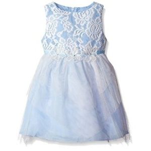 Rare Editions Girls 2T Blue Floral Lace Tulle Tiered Ballerina Dress Sleeveless